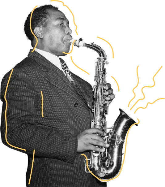 Charlie Parker playing the alto saxophone