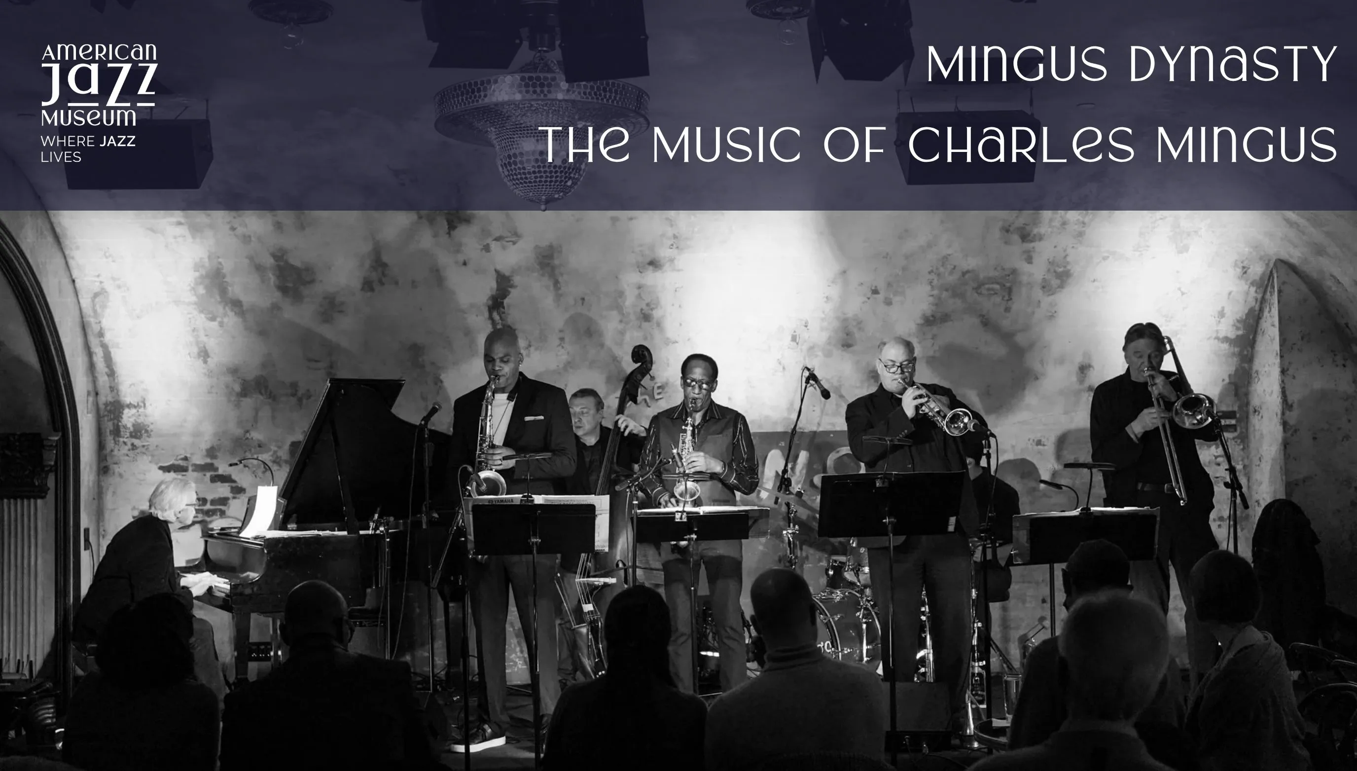 Promotional artwork for Mingus Dynasty — Live at the Gem, a benefit concert at the Gem Theater